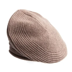 E.Marinella CAPPELLO BASCO A RIGHE MARRONE SCURO In cashmere New