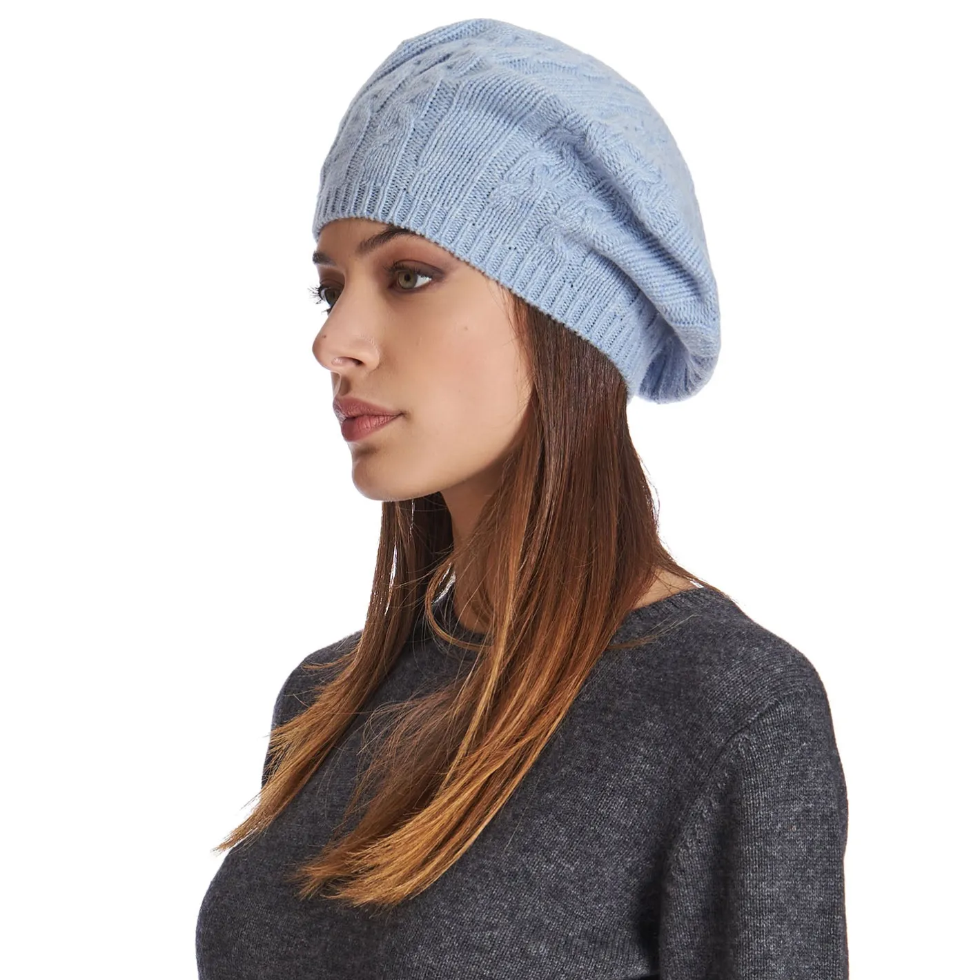 E.Marinella CAPPELLO BASCO A TRECCE AZZURRO In cashmere Outlet
