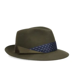 E.Marinella CAPPELLO MODELLO EUGENIO IN FELTRO VERDE SCURO Con dettagli in seta blu scuro Discount