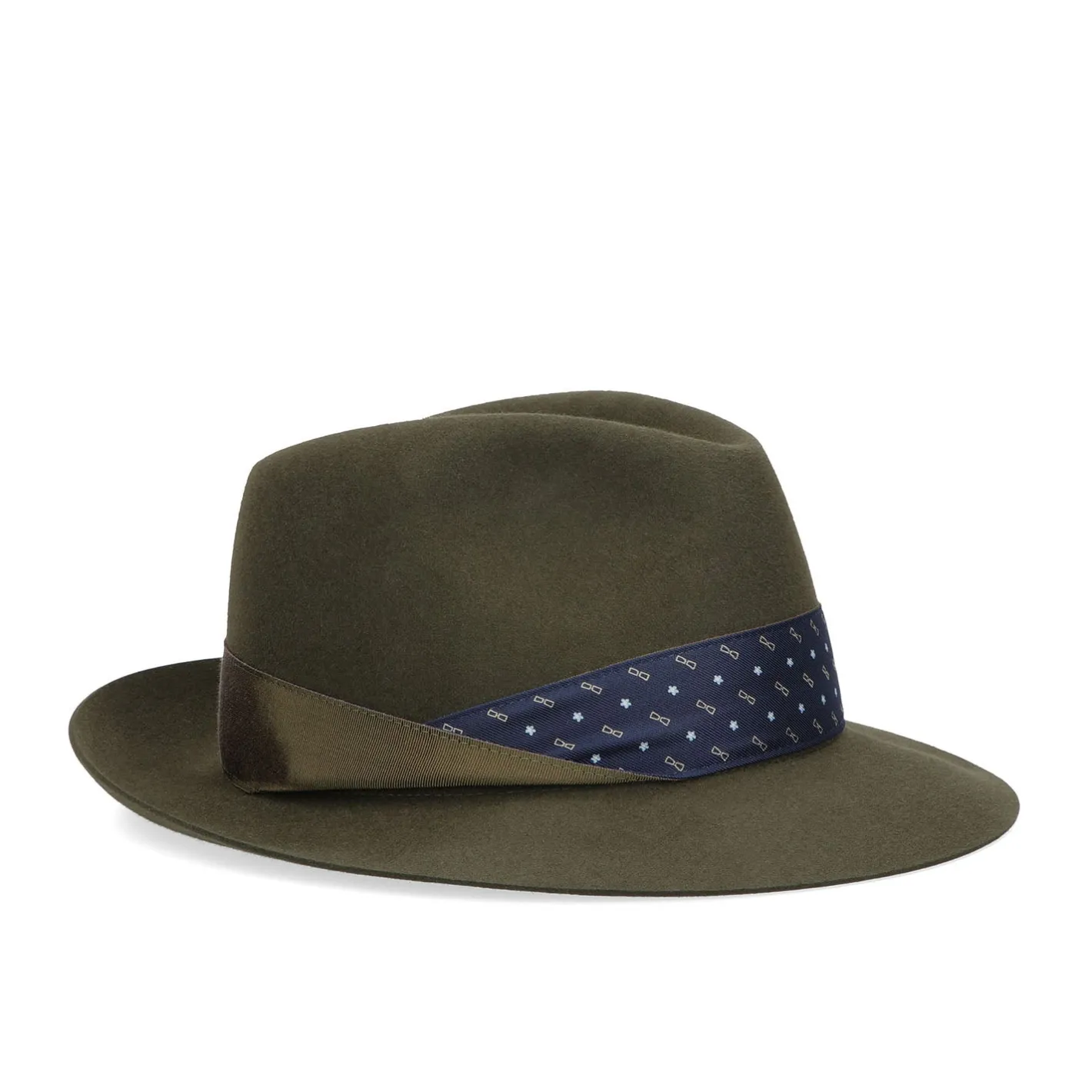 E.Marinella CAPPELLO MODELLO EUGENIO IN FELTRO VERDE SCURO Con dettagli in seta blu scuro Discount