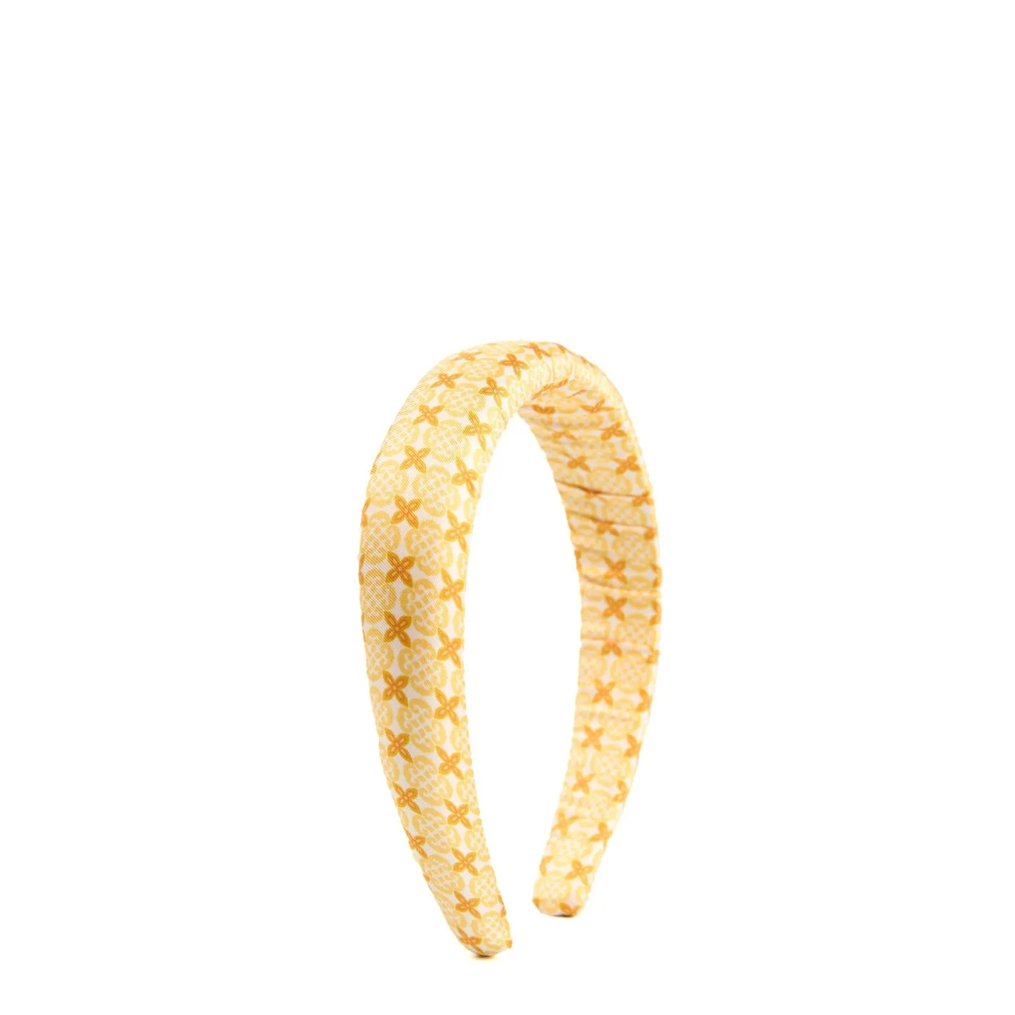 E.Marinella CERCHIETTO IN TWILL DI SETA GIALLO Microfantasia fiore Hot