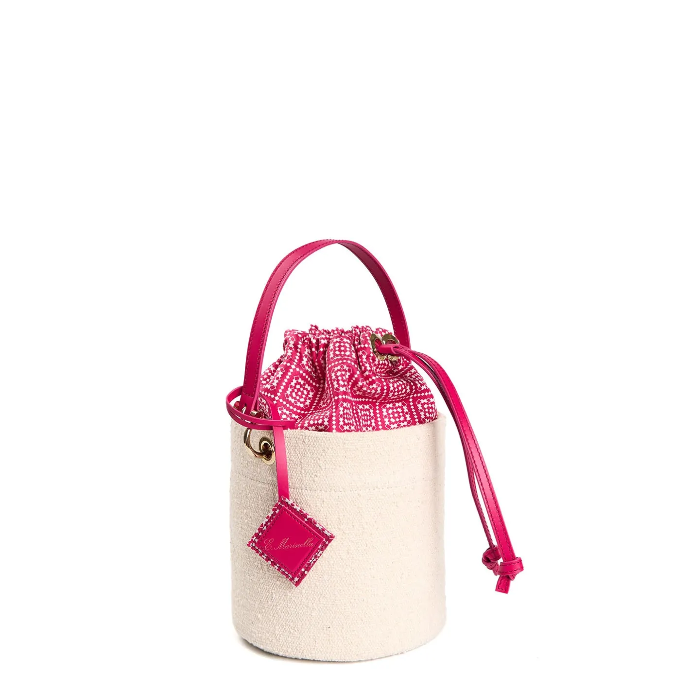 E.Marinella CESTINO IN SETA E CANVAS FUCSIA Archivio inspiration 1982 Hot