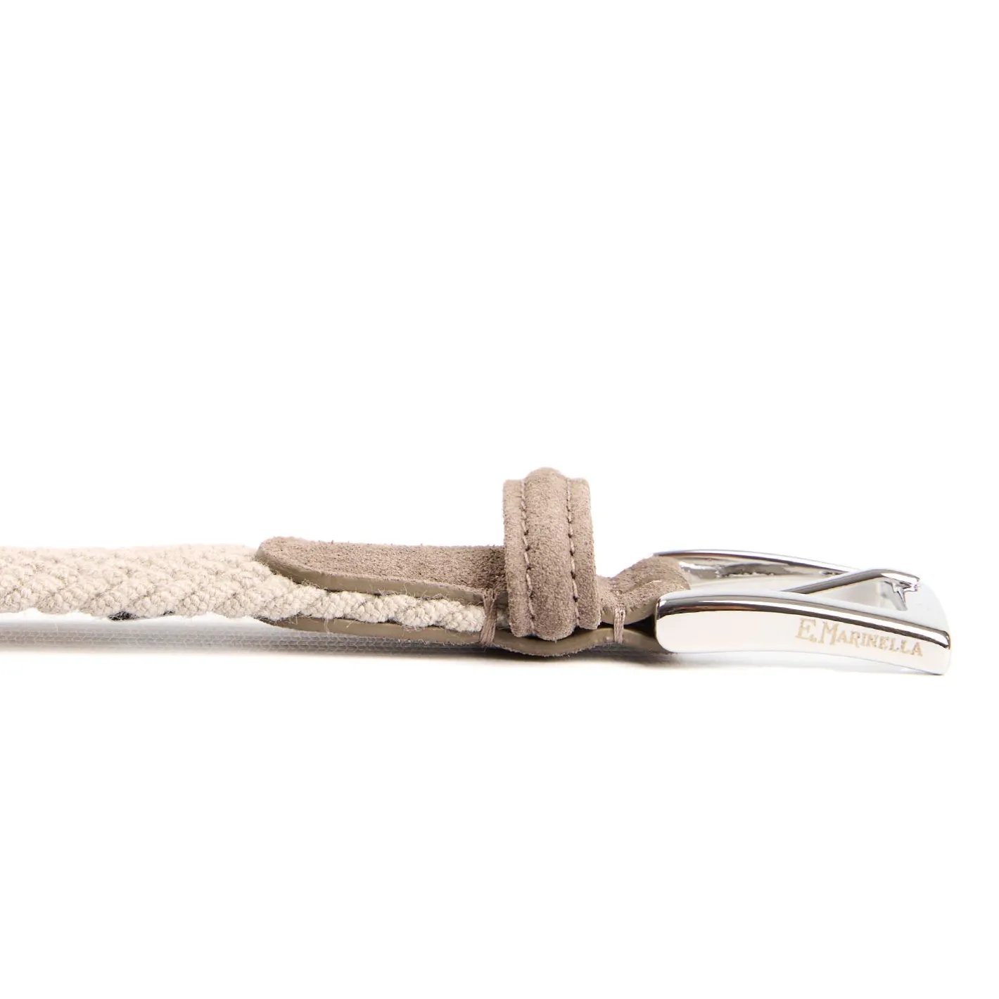 E.Marinella CINTURA INTRECCIATA IN LANA BEIGE Con finiture in camoscio Discount