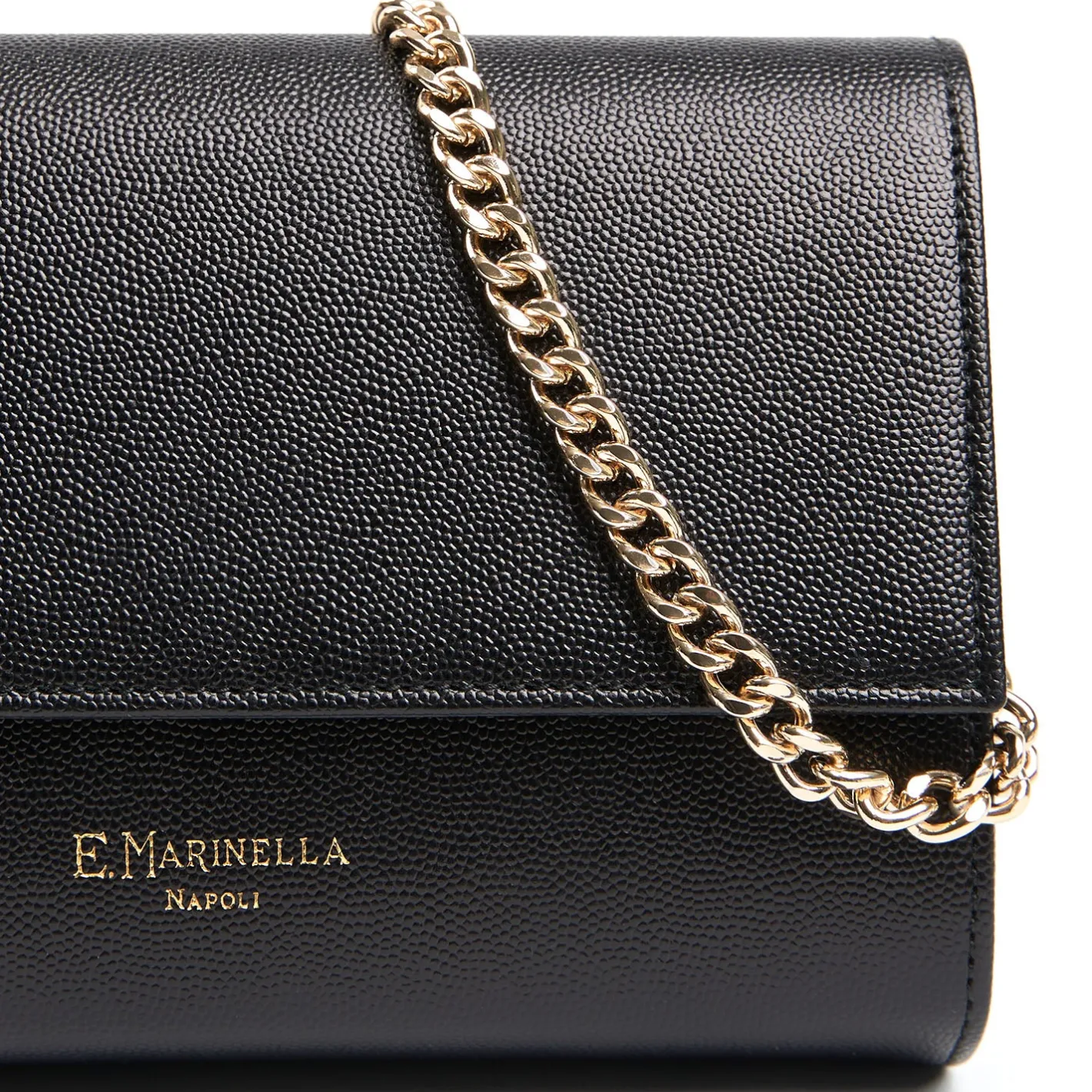 E.Marinella CLUTCH BAG NERA In pelle bottolata
