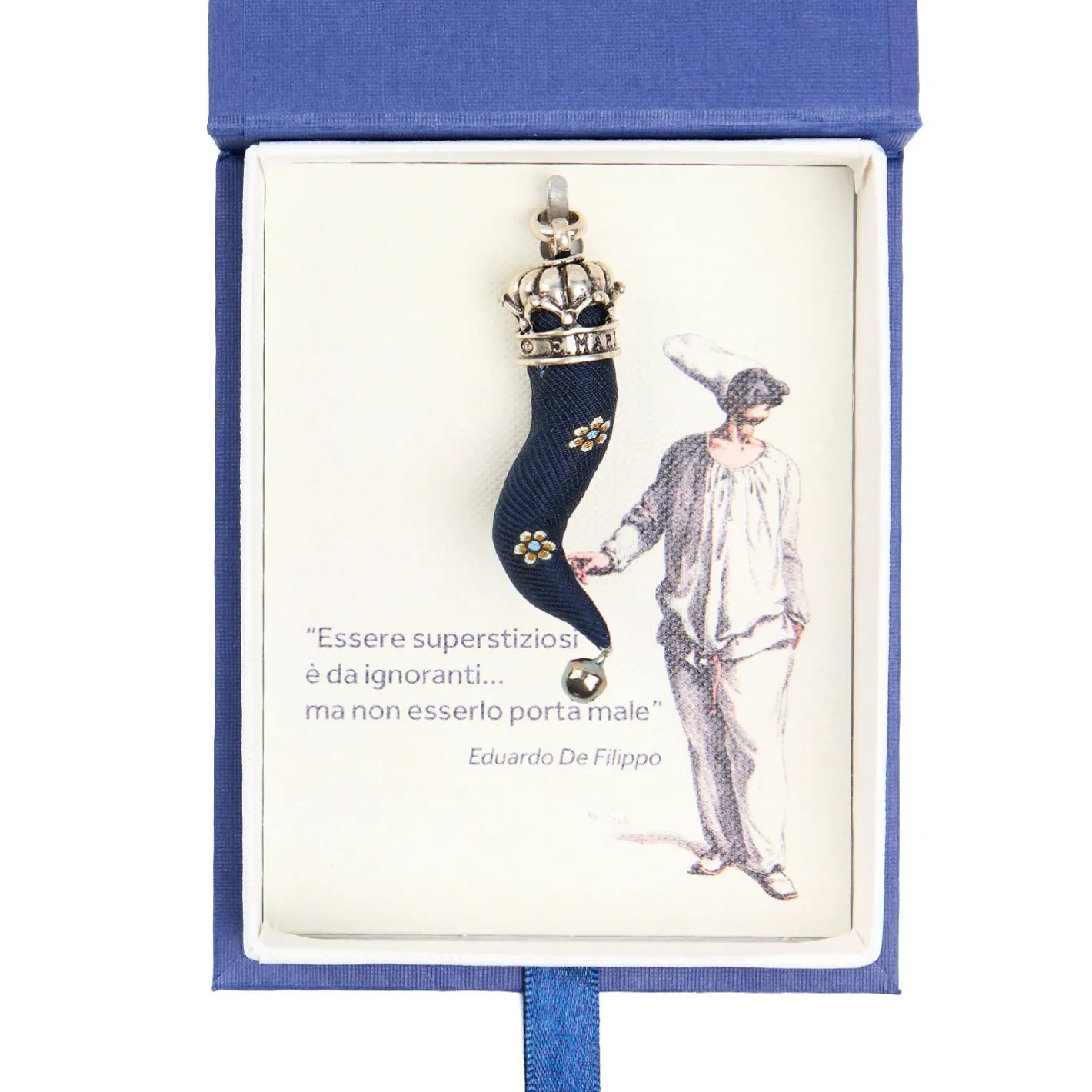 E.Marinella CORNETTO BLU In seta e argento New