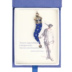 E.Marinella CORNETTO BLU In seta e argento Discount