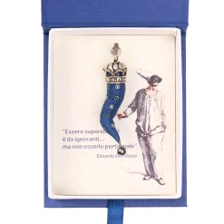 E.Marinella CORNETTO BLU In seta e argento New