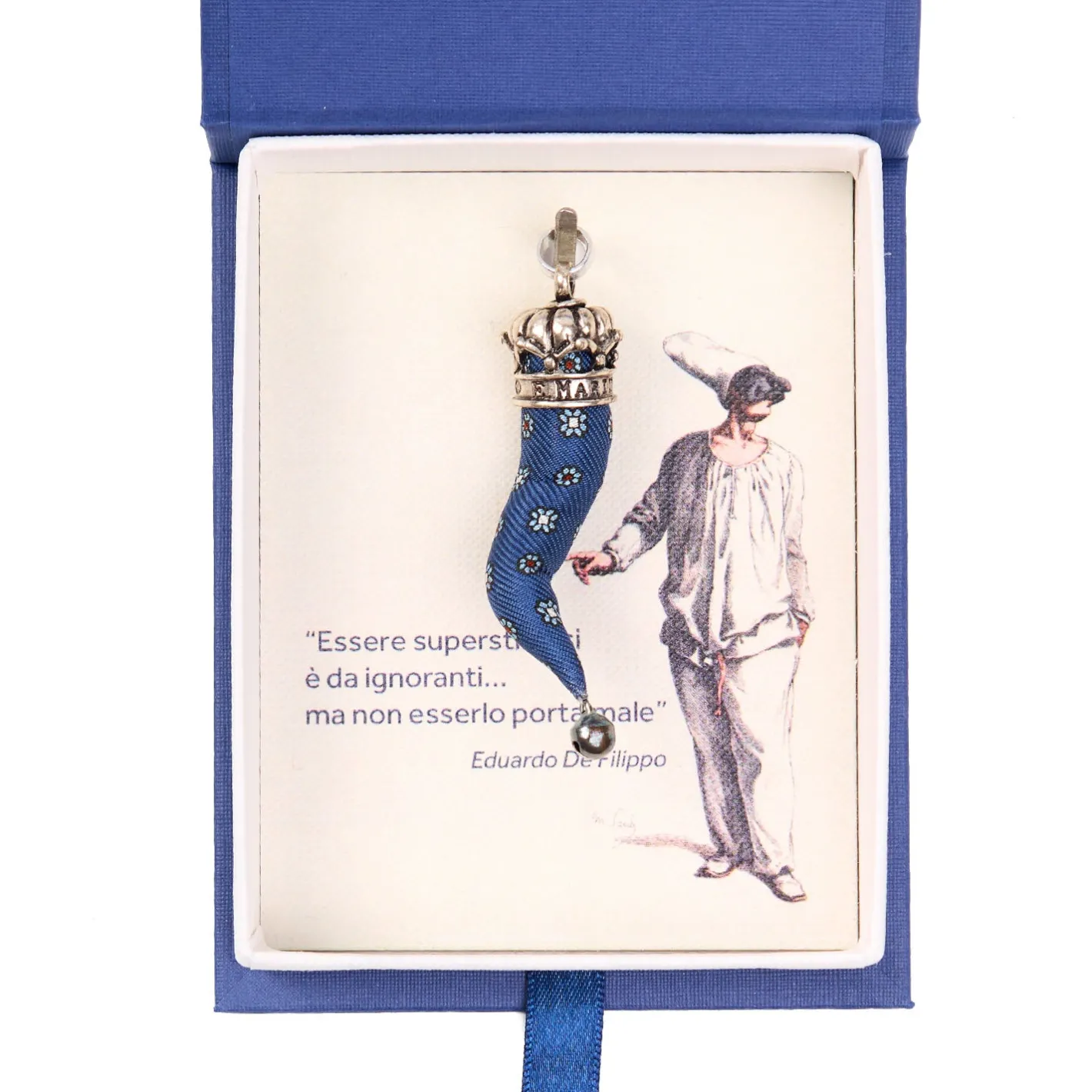 E.Marinella CORNETTO BLU In seta e argento New