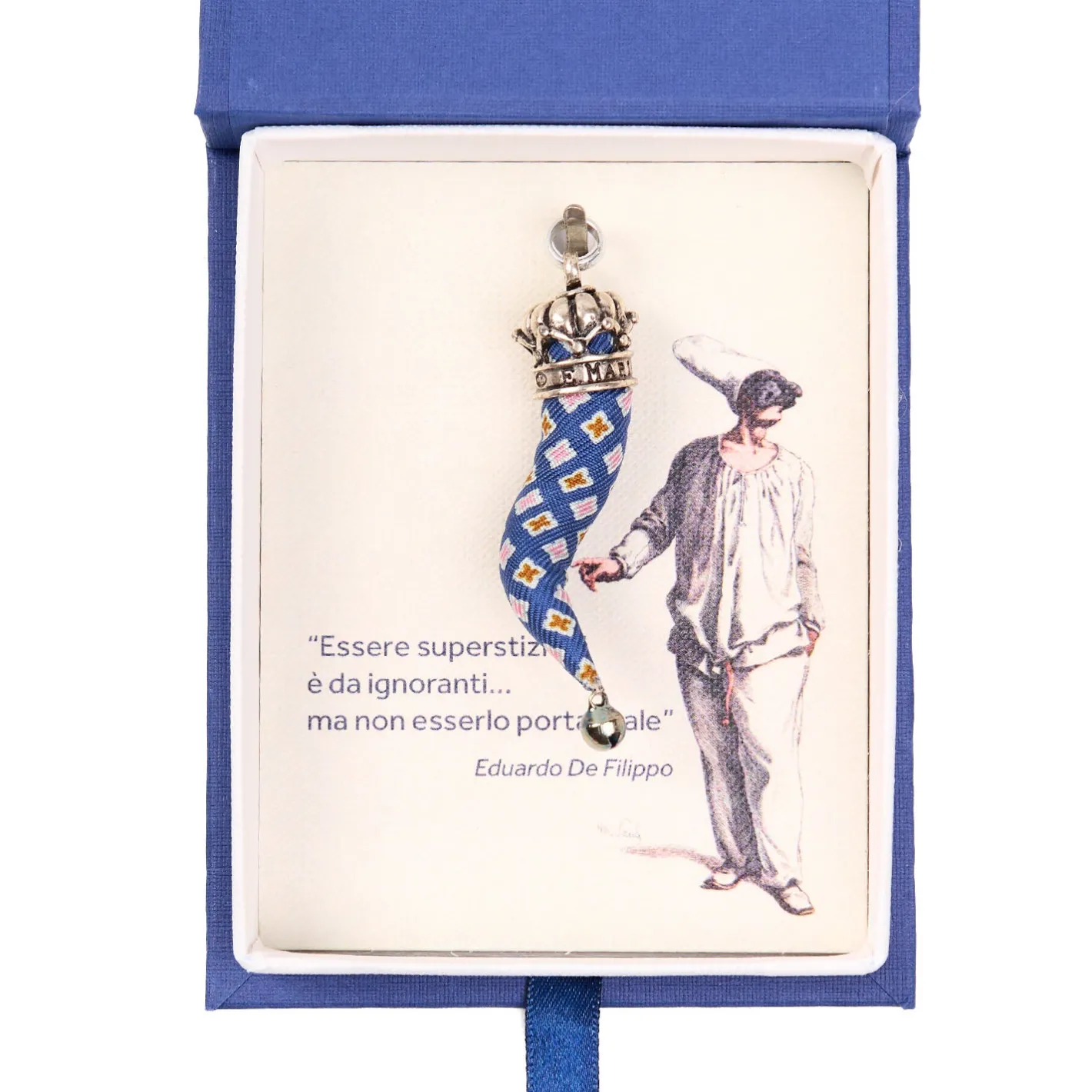 E.Marinella CORNETTO BLU In seta e argento Clearance