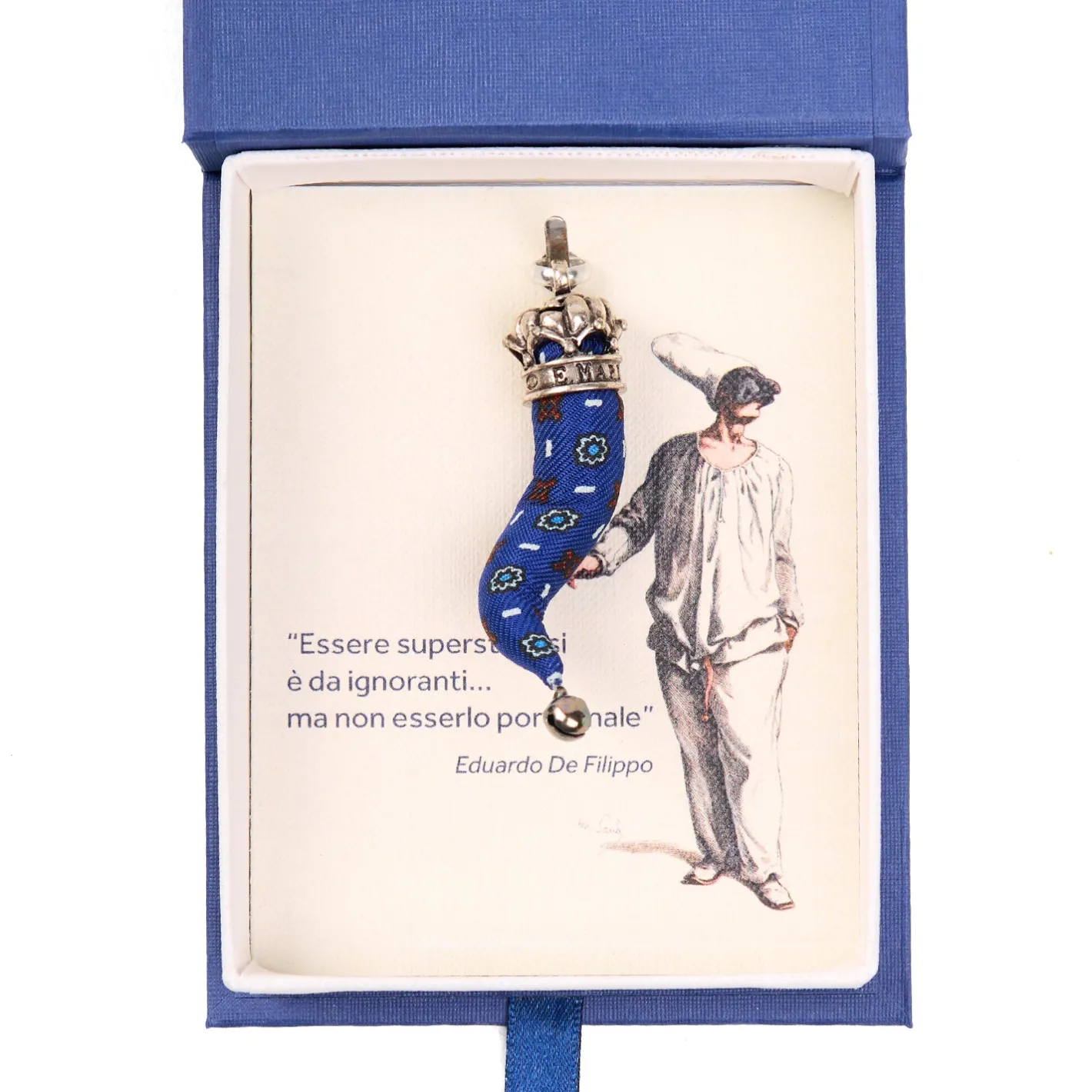 E.Marinella CORNETTO BLU In seta e argento Discount