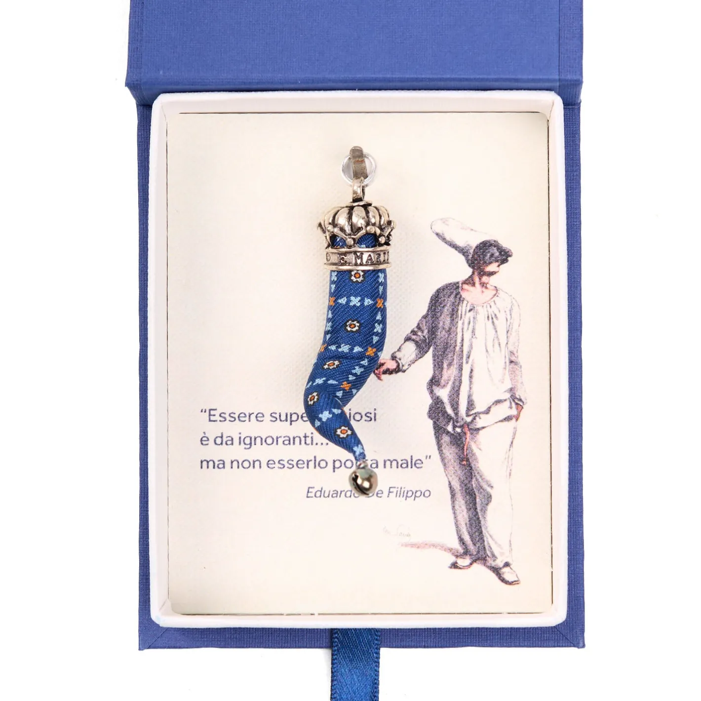 E.Marinella CORNETTO BLU In seta e argento Outlet