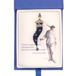 E.Marinella CORNETTO BLU SCURO In seta e argento Discount
