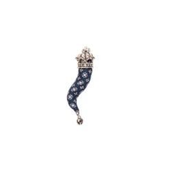 E.Marinella CORNETTO BLU SCURO In seta e argento New