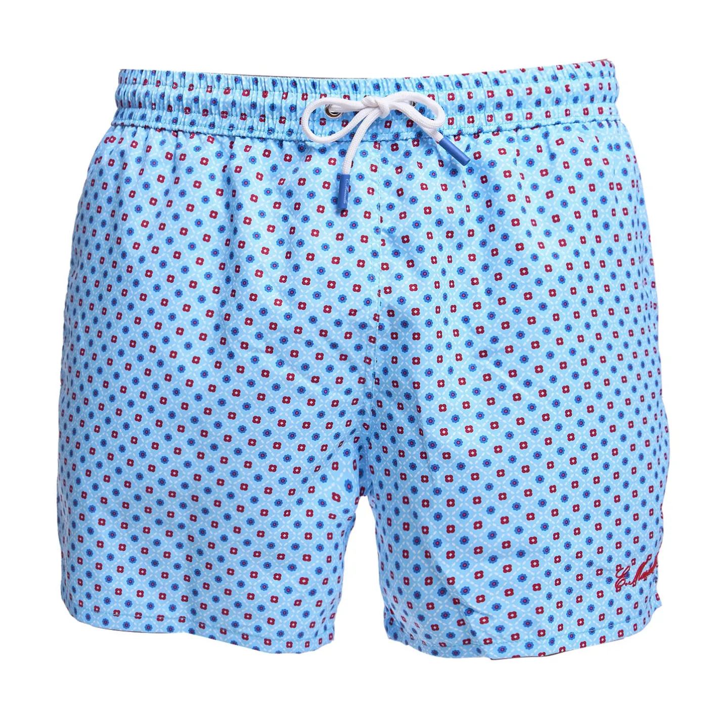 E.Marinella COSTUME DA BAGNO AZZURRO Microfantasia fiore Clearance