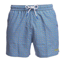 E.Marinella COSTUME DA BAGNO AZZURRO POLVERE Macrofantasia fiore Outlet