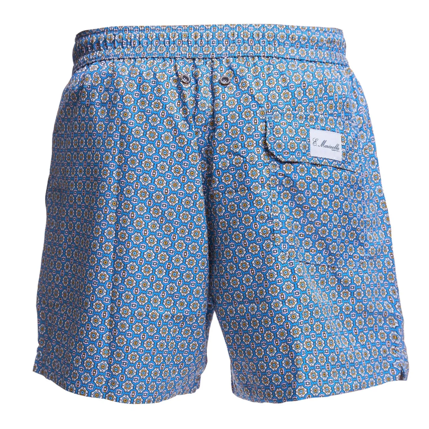 E.Marinella COSTUME DA BAGNO AZZURRO POLVERE Macrofantasia fiore Outlet