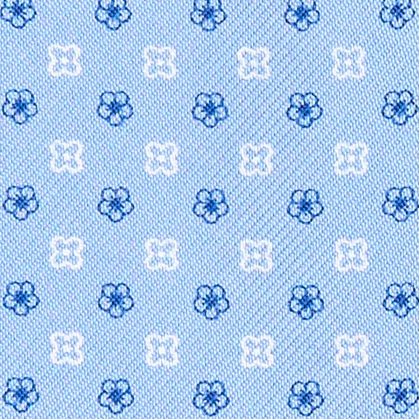 E.Marinella CRAVATTA ASCOT IN SETA AZZURRA Microfantasia fiore Sale