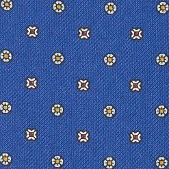 E.Marinella CRAVATTA ASCOT IN SETA BLU Microfantasia fiore Clearance