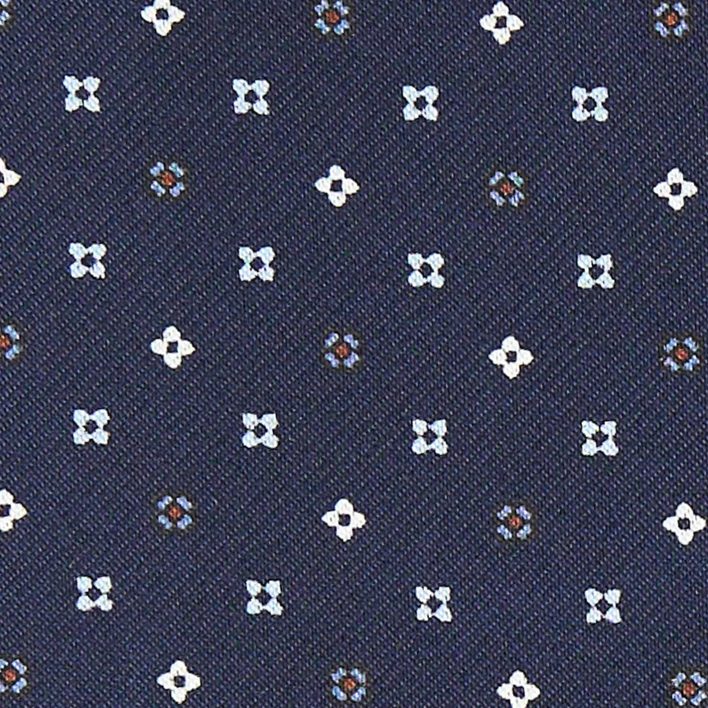 E.Marinella CRAVATTA ASCOT IN SETA BLU SCURO Microfantasia fiore