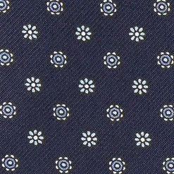 E.Marinella CRAVATTA ASCOT IN SETA BLU SCURO Microfantasia fiore Hot
