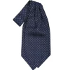 E.Marinella CRAVATTA ASCOT IN SETA BLU SCURO Microfantasia fiore New