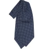 E.Marinella CRAVATTA ASCOT IN SETA BLU SCURO Microfantasia fiore Discount