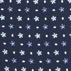 E.Marinella CRAVATTA ASCOT IN SETA BLU SCURO Microfantasia fiore Discount
