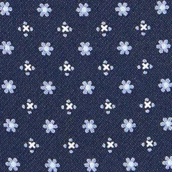 E.Marinella CRAVATTA ASCOT IN SETA BLU SCURO Microfantasia fiore Clearance