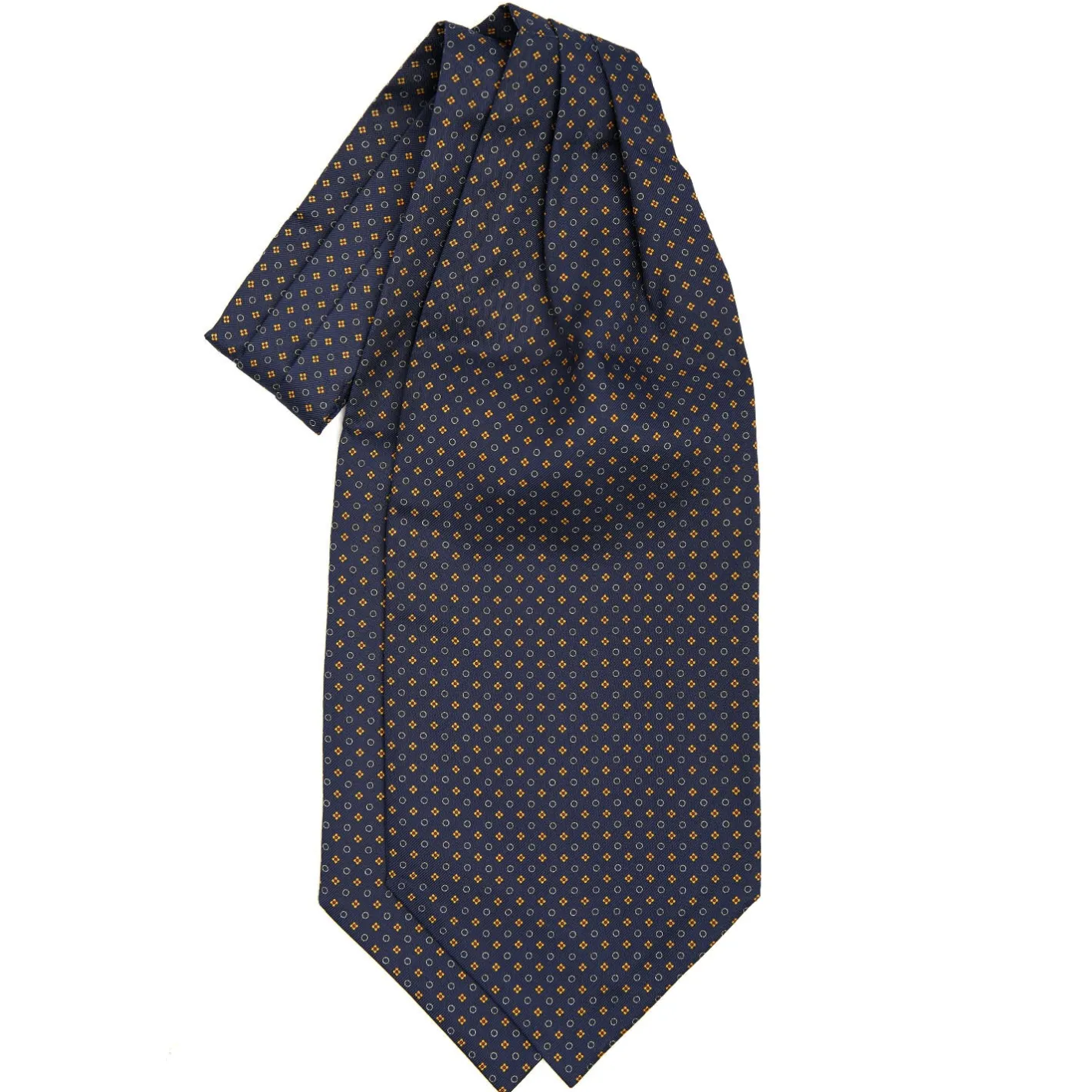 E.Marinella CRAVATTA ASCOT IN SETA BLU SCURO Microfantasia fiore New