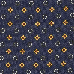 E.Marinella CRAVATTA ASCOT IN SETA BLU SCURO Microfantasia fiore New