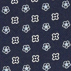 E.Marinella CRAVATTA ASCOT IN SETA BLU SCURO Microfantasia fiore