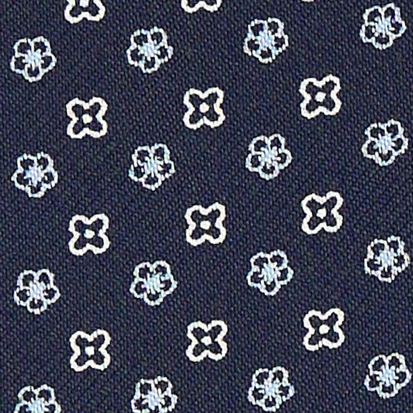 E.Marinella CRAVATTA ASCOT IN SETA BLU SCURO Microfantasia fiore
