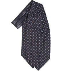E.Marinella CRAVATTA ASCOT IN SETA BLU SCURO Microfantasia fiore Outlet