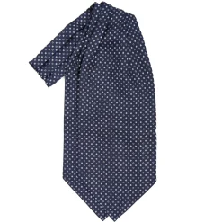 E.Marinella CRAVATTA ASCOT IN SETA BLU SCURO Microfantasia fiore Sale