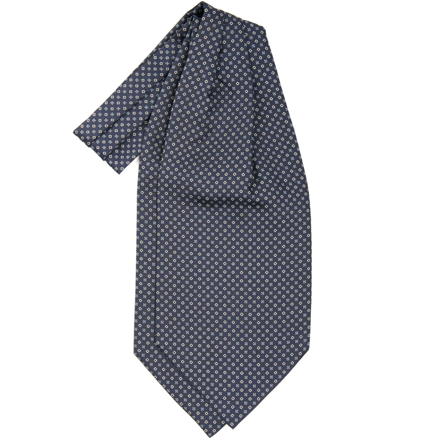 E.Marinella CRAVATTA ASCOT IN SETA BLU SCURO Microfantasia fiore Outlet