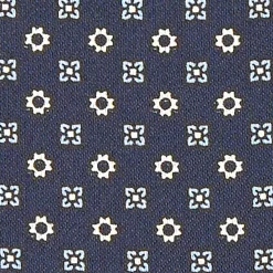E.Marinella CRAVATTA ASCOT IN SETA BLU SCURO Microfantasia fiore Outlet