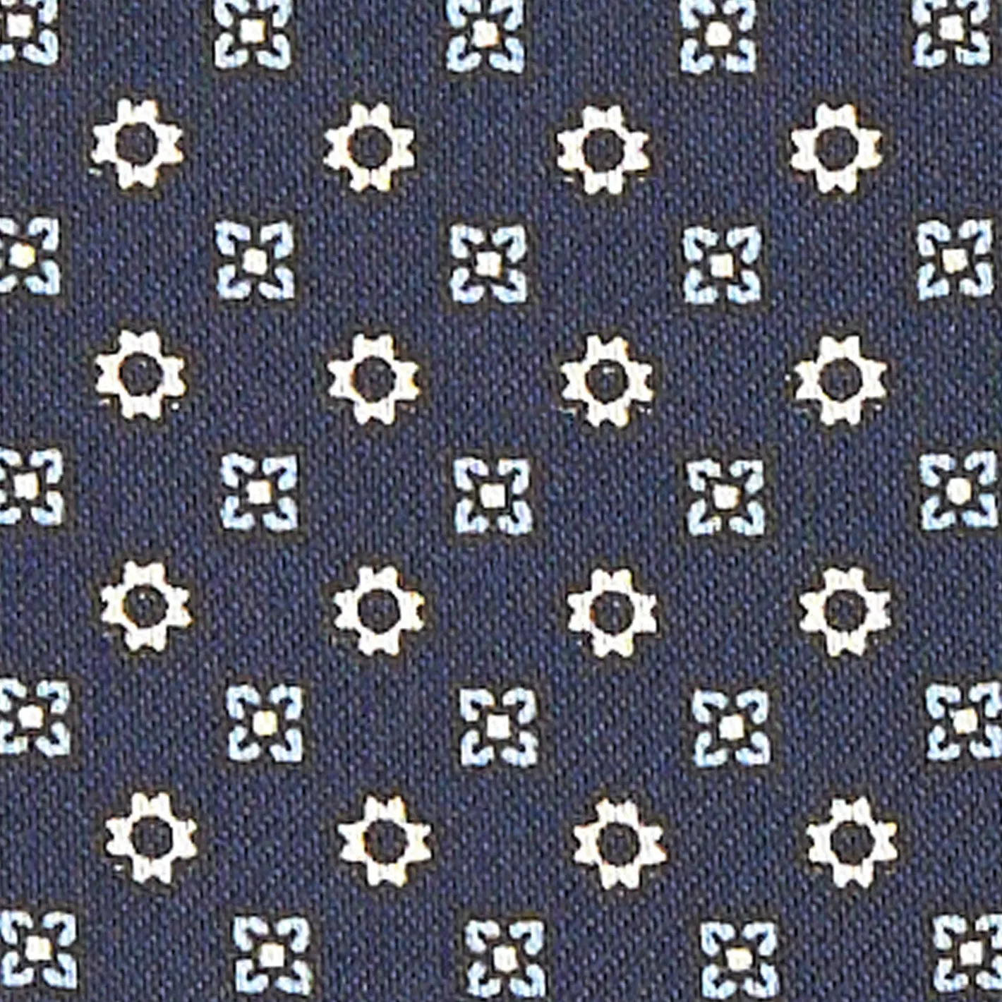 E.Marinella CRAVATTA ASCOT IN SETA BLU SCURO Microfantasia fiore Outlet