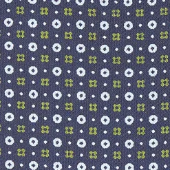 E.Marinella CRAVATTA ASCOT IN SETA BLU SCURO Microfantasia fiore New