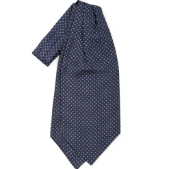 E.Marinella CRAVATTA ASCOT IN SETA BLU SCURO Microfantasia fiore Online