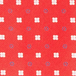 E.Marinella CRAVATTA ASCOT IN SETA ROSSO Microfantasia fiore New