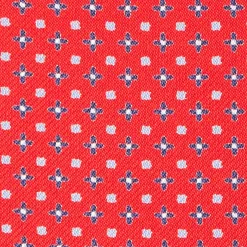 E.Marinella CRAVATTA ASCOT IN SETA ROSSO Microfantasia fiore Outlet