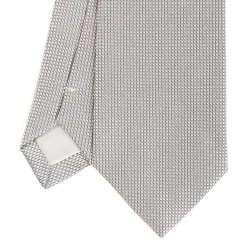 E.Marinella CRAVATTA CERIMONIA IN SETA JACQUARD GRIGIO CHIARO Microfantasia geometrica Clearance