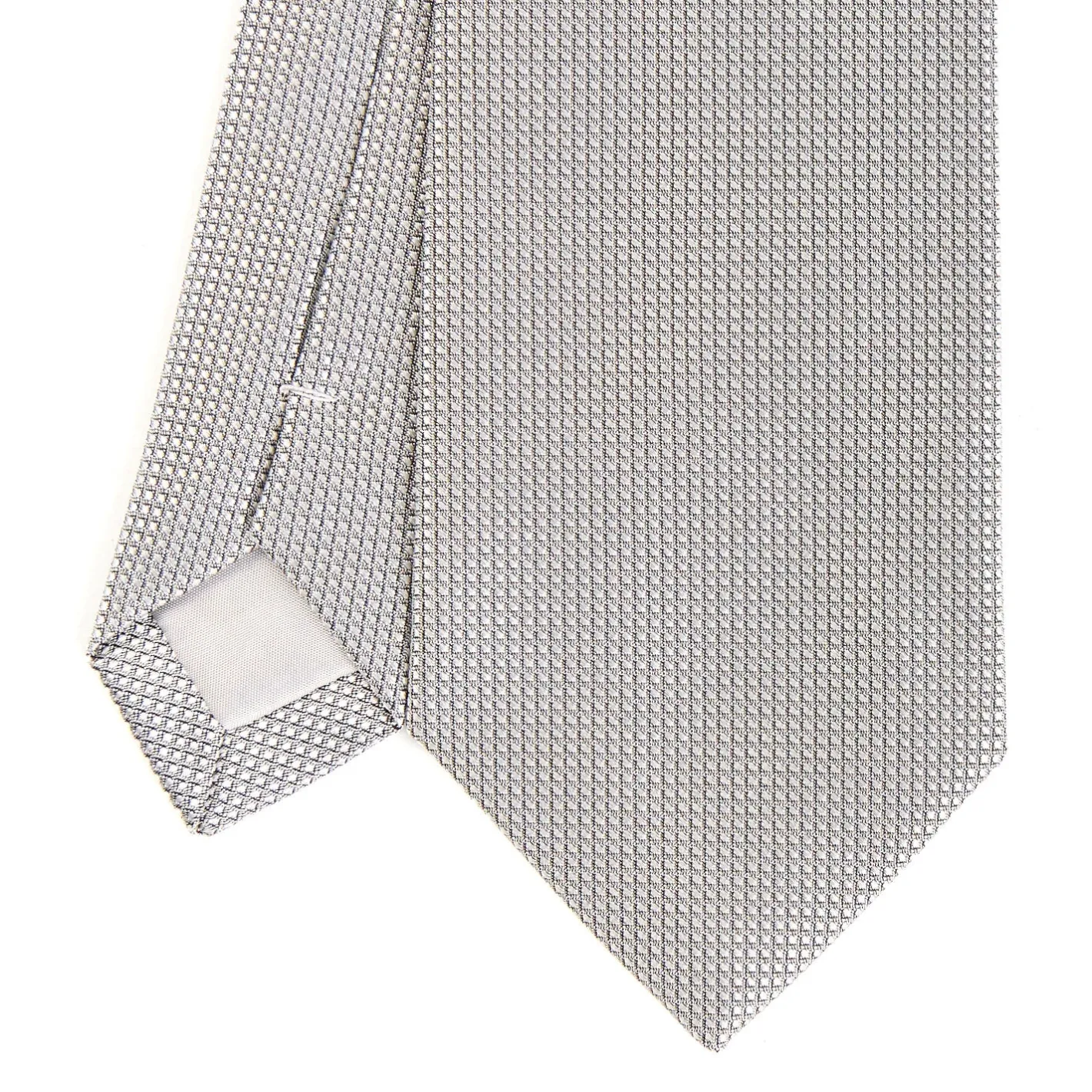 E.Marinella CRAVATTA CERIMONIA IN SETA JACQUARD GRIGIO CHIARO Microfantasia geometrica Clearance