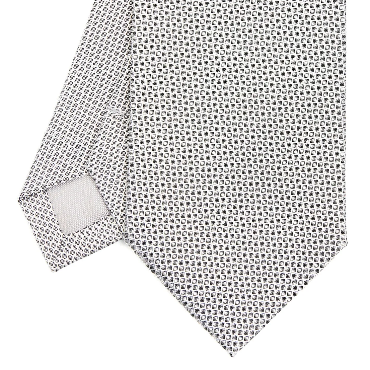 E.Marinella CRAVATTA CERIMONIA IN SETA JACQUARD GRIGIO CHIARO Microfantasia geometrica Sale