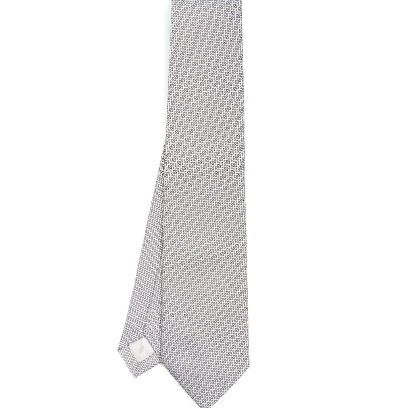 E.Marinella CRAVATTA CERIMONIA IN SETA JACQUARD GRIGIO CHIARO Microfantasia geometrica Sale
