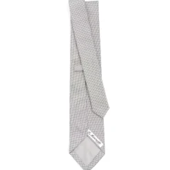 E.Marinella CRAVATTA CERIMONIA IN SETA JACQUARD GRIGIO CHIARO Microfantasia geometrica Sale