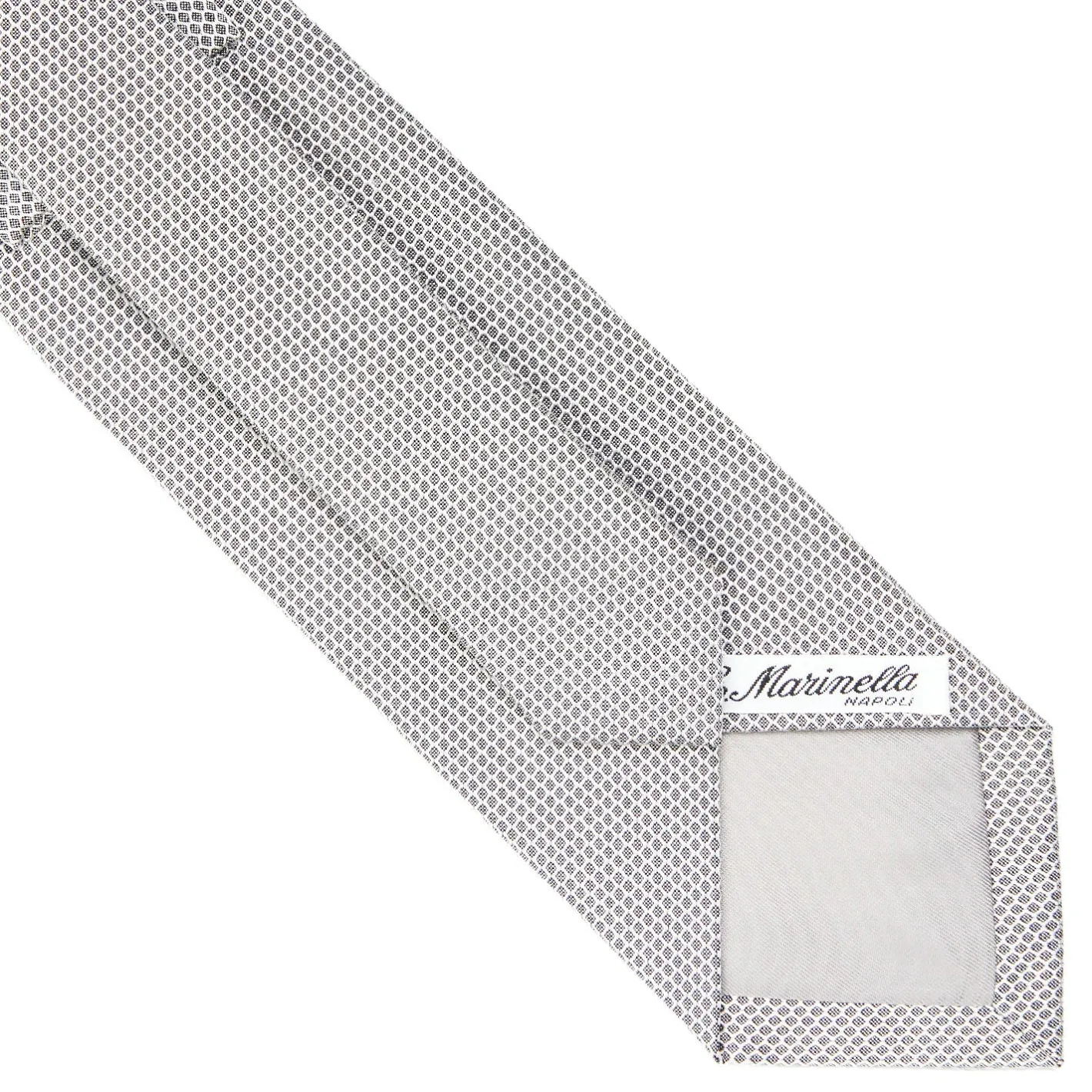 E.Marinella CRAVATTA CERIMONIA IN SETA JACQUARD GRIGIO CHIARO Microfantasia geometrica Sale