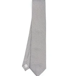 E.Marinella CRAVATTA CERIMONIA IN SETA JACQUARD GRIGIO CHIARO Microfantasia geometrica Hot