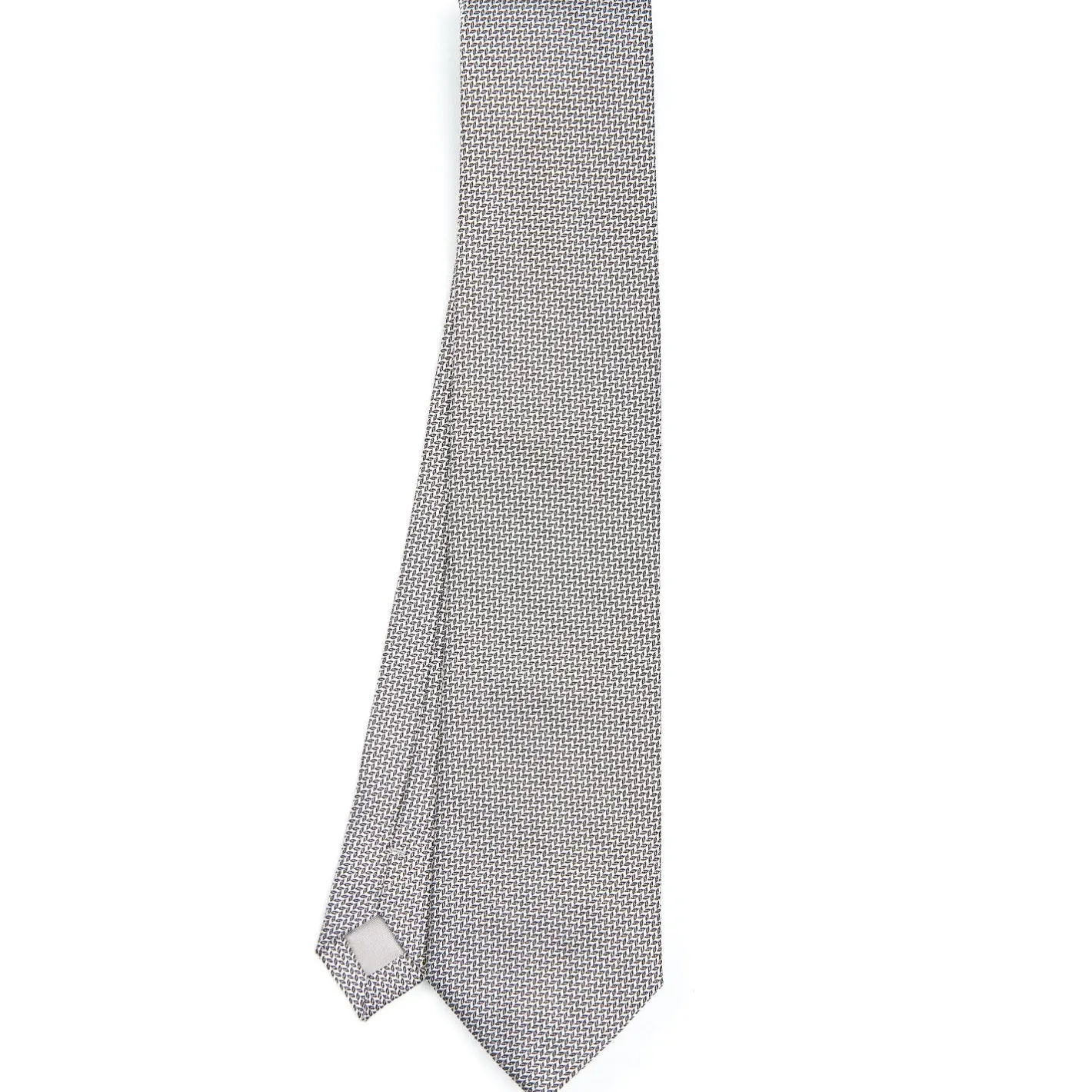 E.Marinella CRAVATTA CERIMONIA IN SETA JACQUARD GRIGIO CHIARO Microfantasia geometrica Hot