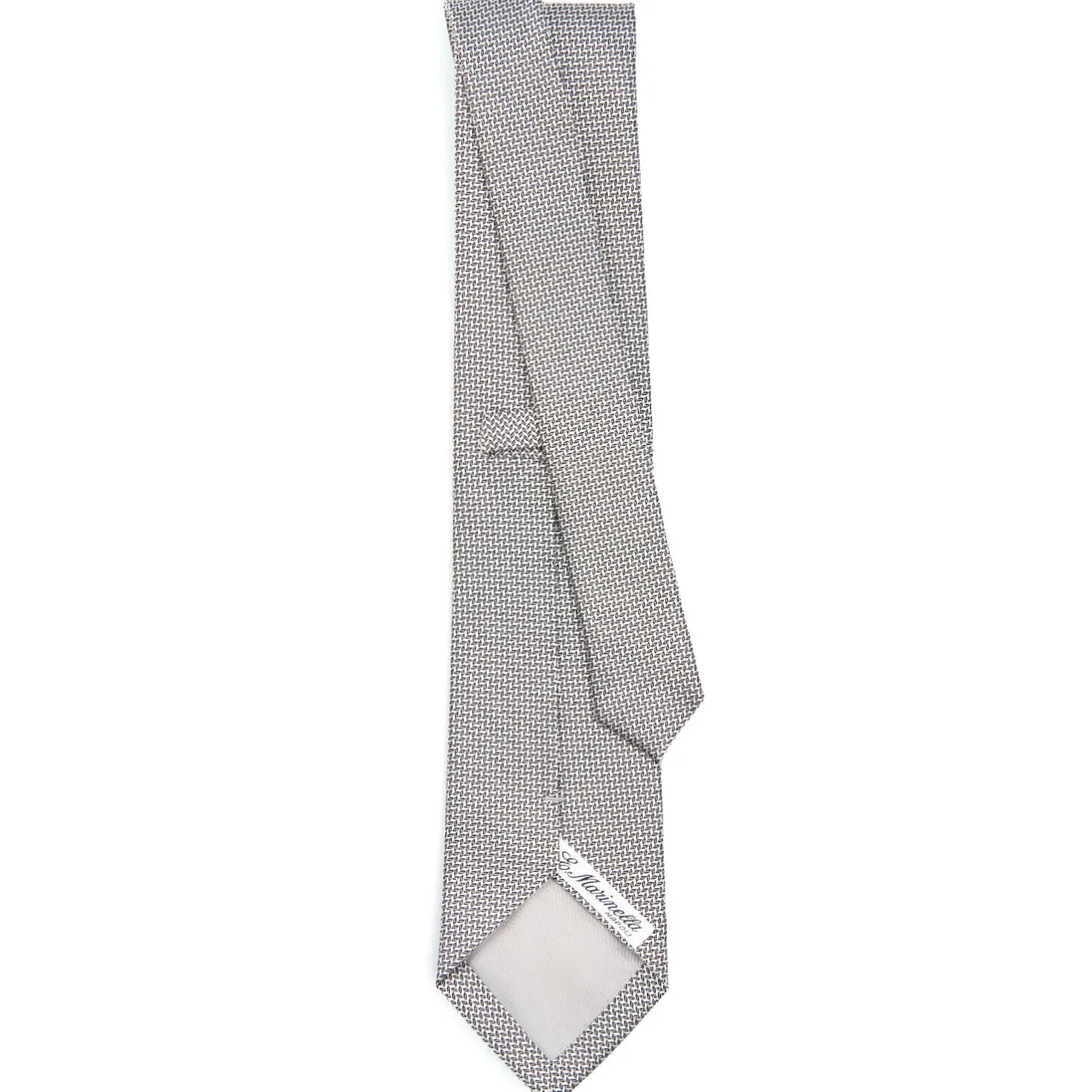E.Marinella CRAVATTA CERIMONIA IN SETA JACQUARD GRIGIO CHIARO Microfantasia geometrica Hot